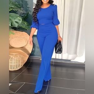 Women’s Round Neck Lantern Sleeve Top & Pants Set🛍️🌸